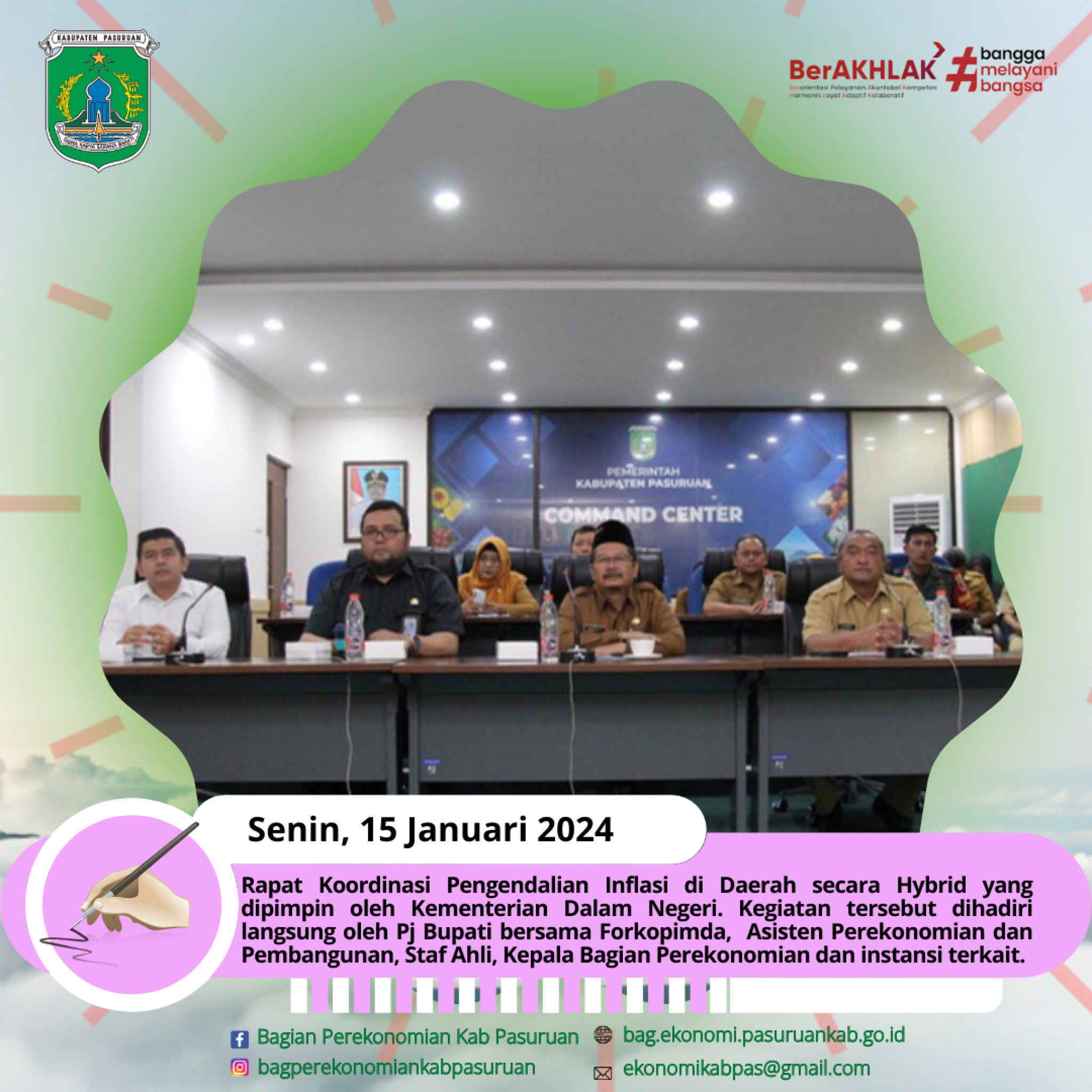 Pj Bupati Bersama Forkopimda Mengikuti Rakor Pengendalian Inflasi di Daerah secara Hybrid